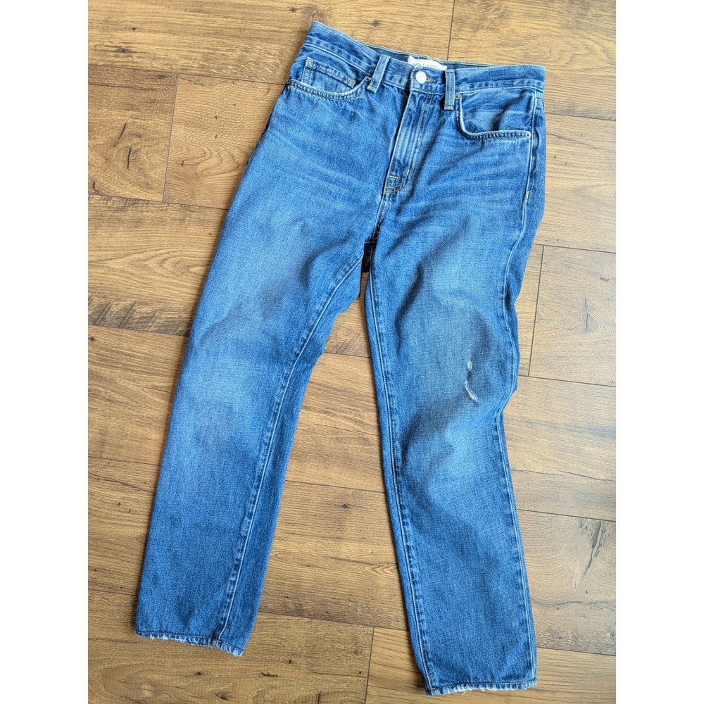 Nili Lotan Issue 2609988 Straight Leg‎ Wash Blue Denim Distressed Jeans Sz 27x26
